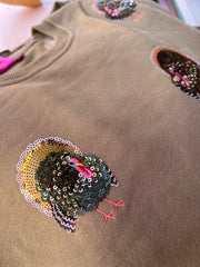 Olive Scattered Turkey Sweatshirt