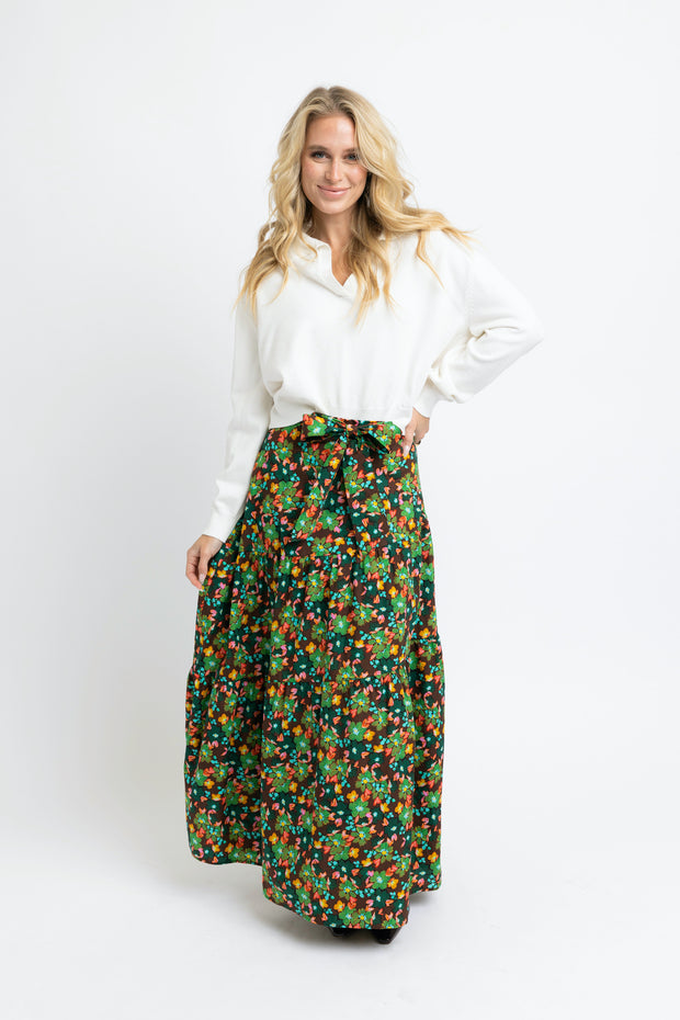 Loren Fall Floral Bow Maxi Skirt