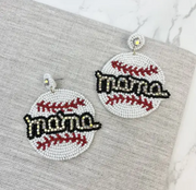 Glitzy Baseball Mama Beaded Earring