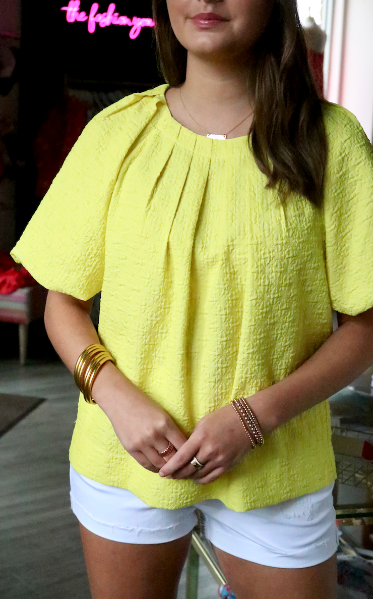 Polly Pleated Puff Sleeve Top | Citrus