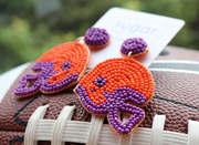 Helmet Seedbead Earring | Orange + Purple