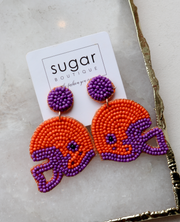 Helmet Seedbead Earring | Orange + Purple
