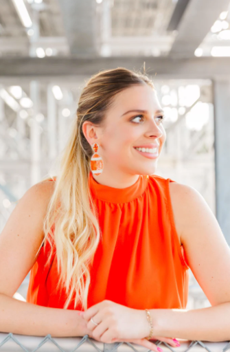 Beaded Football Earrings - Orange