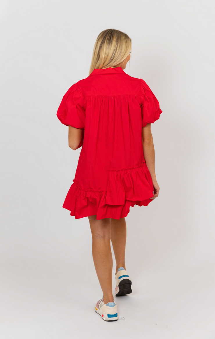 Red Gameday Ruffle Bottom Dress