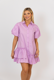 Lavender Gameday Ruffle Bottom Dress