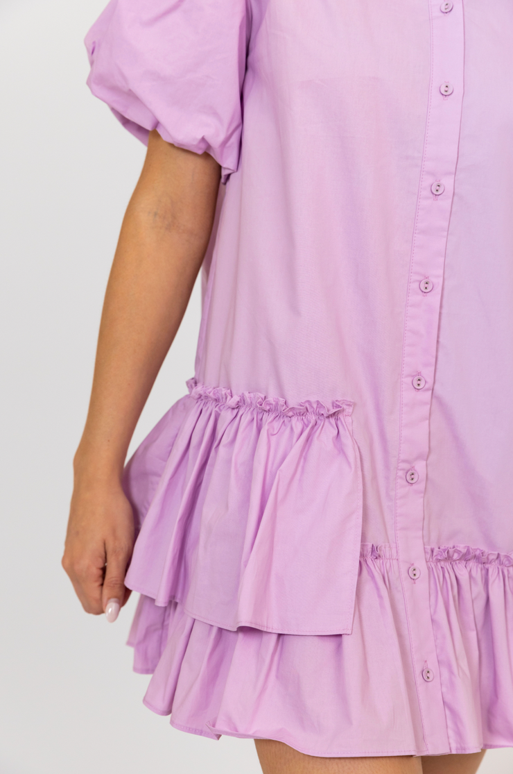 Lavender Gameday Ruffle Bottom Dress
