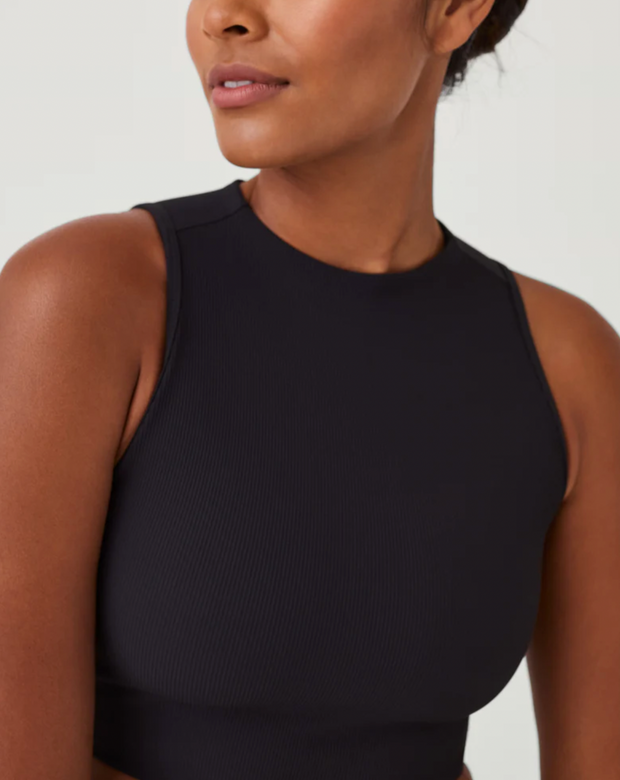 Contour RIb Mock Neck Crop Top | Black
