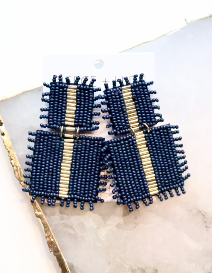 Square Drop Earring | Navy