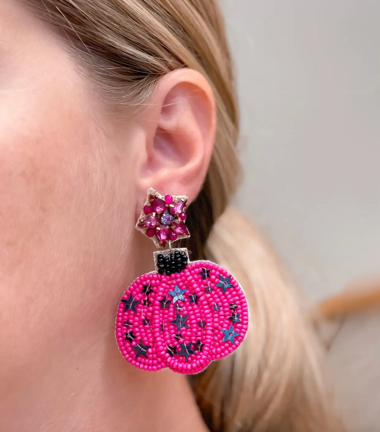 Sequin Star Pink Pumpkin Earring