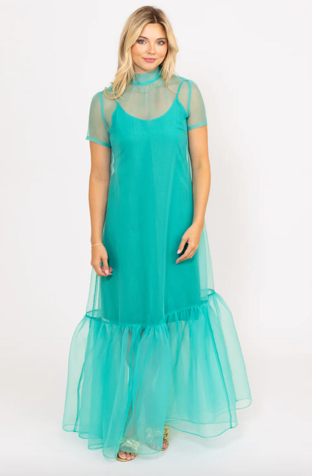 Organza Bow Maxi Dress | Tiffany Blue