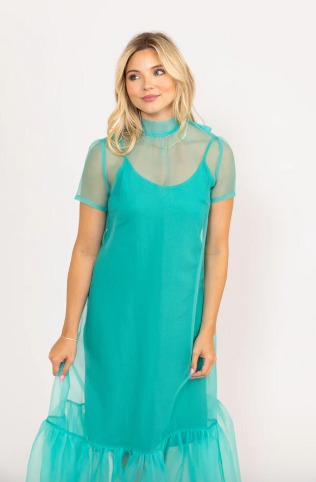Organza Bow Maxi Dress | Tiffany Blue