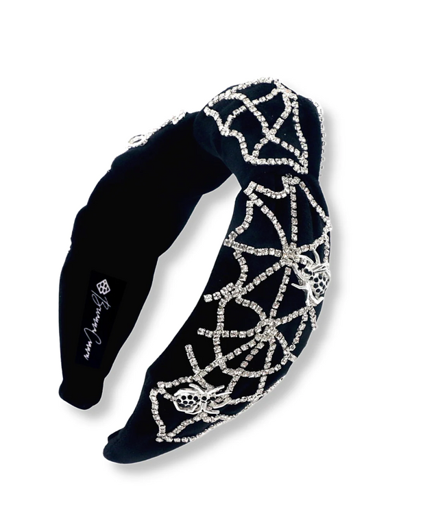 Black Velvet Headband with Crystal Spiderweb