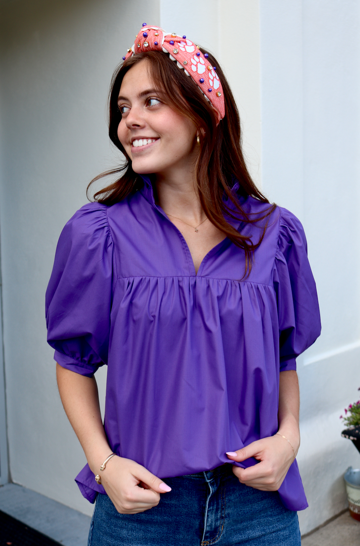 Elizabeth Puff Sleeve Top | Purple