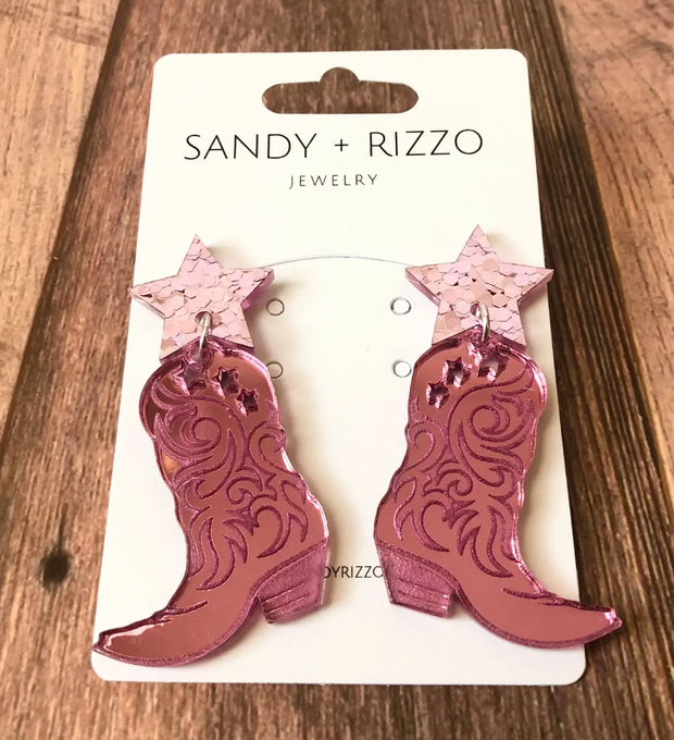 Sparkling Pink Cowboy Boots Earring