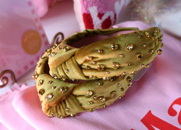 Christmas Holiday Green Velvet Embellished Headband