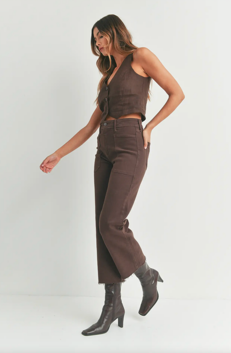 Utility Wide Leg Jean | Espresso - size 31