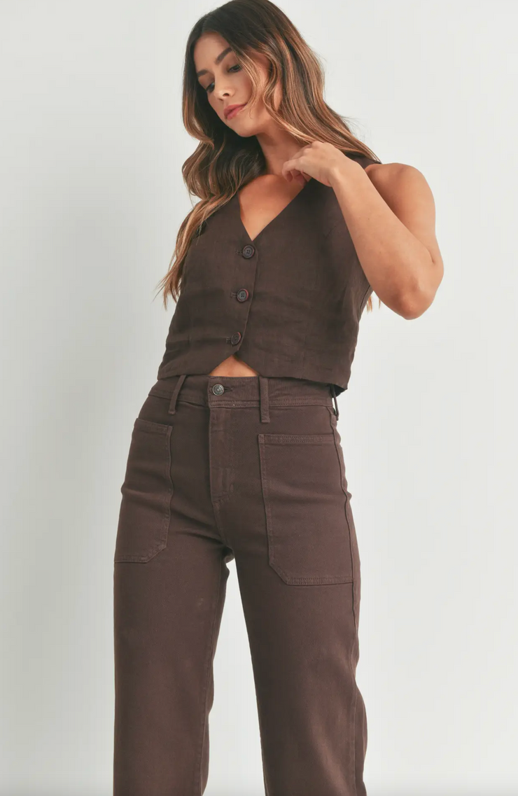 Utility Wide Leg Jean | Espresso - size 31