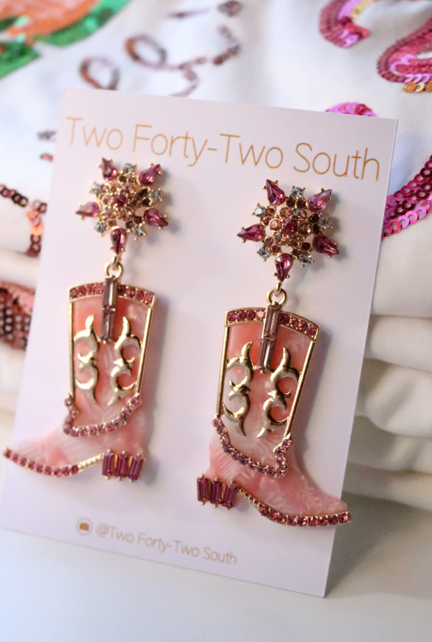 Boot Scootin Boot Earring | Pink