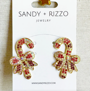 Candy Cane Jeweled Earrings