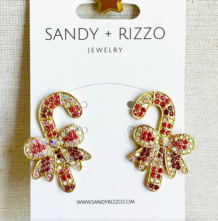 Candy Cane Jeweled Earrings