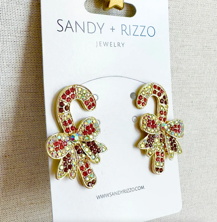 Candy Cane Jeweled Earrings