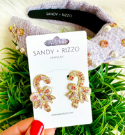 Candy Cane Jeweled Earrings