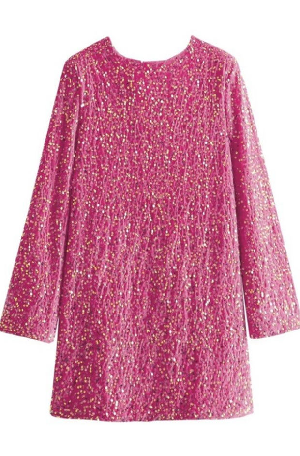 Pretty in Pink Sequin Bow Back Dress