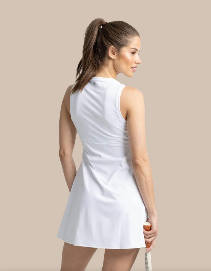 Frances Zip Front Performance Dress | White