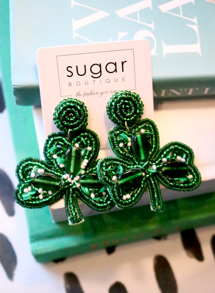 Traditional Shamrock Beaded Earring