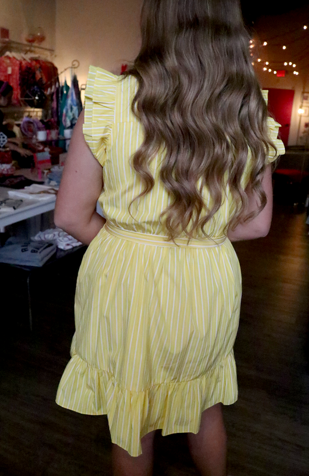 Ruffles All Around Dress | Lemon Stripe