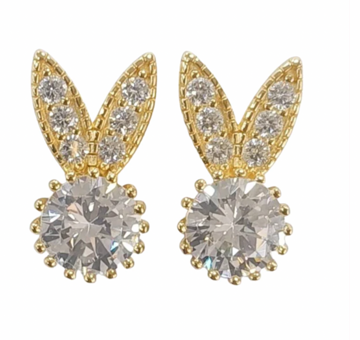 Sparkling Bunny Studs | Diamond