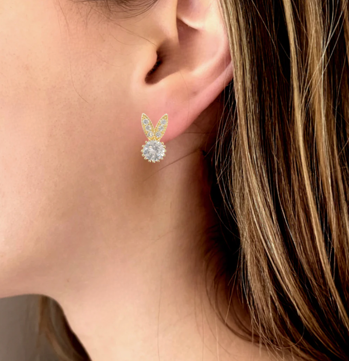 Sparkling Bunny Studs | Diamond