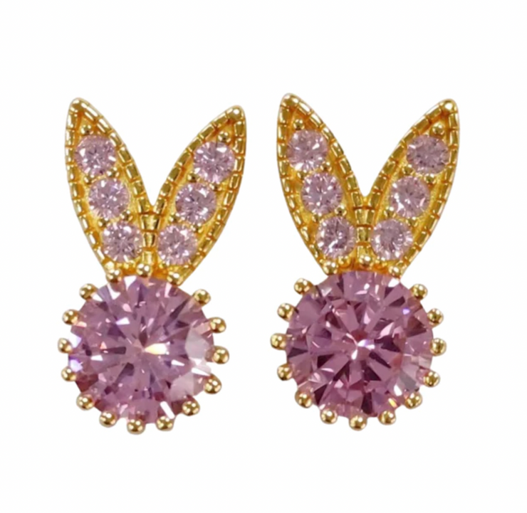 Sparkling Bunny Studs | Pink