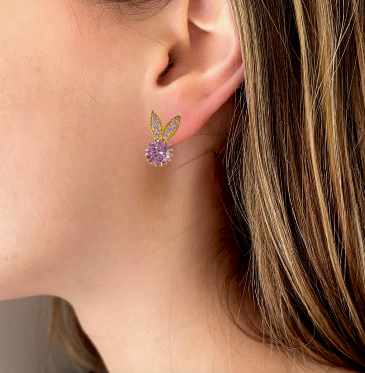 Sparkling Bunny Studs | Pink