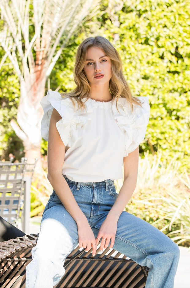 Perfect Flutter Top | White