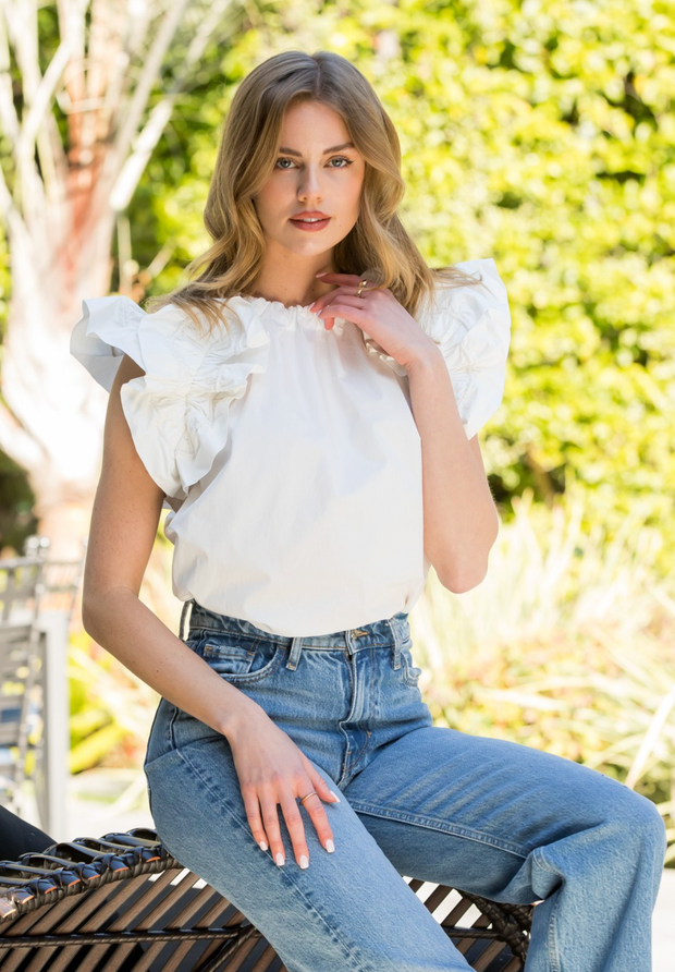 Perfect Flutter Top | White