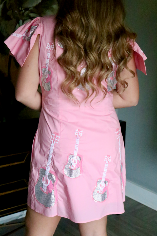 Light Pink Guitar Collared Dress