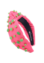 Pink Shimmer Headband with Jade Stones