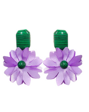 Lavender and Green Flower Earrings
