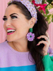 Lavender and Green Flower Earrings