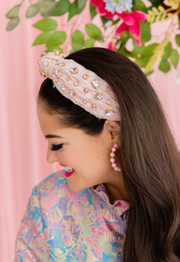 Adult Size Light Pink Texture Headband with Crystal