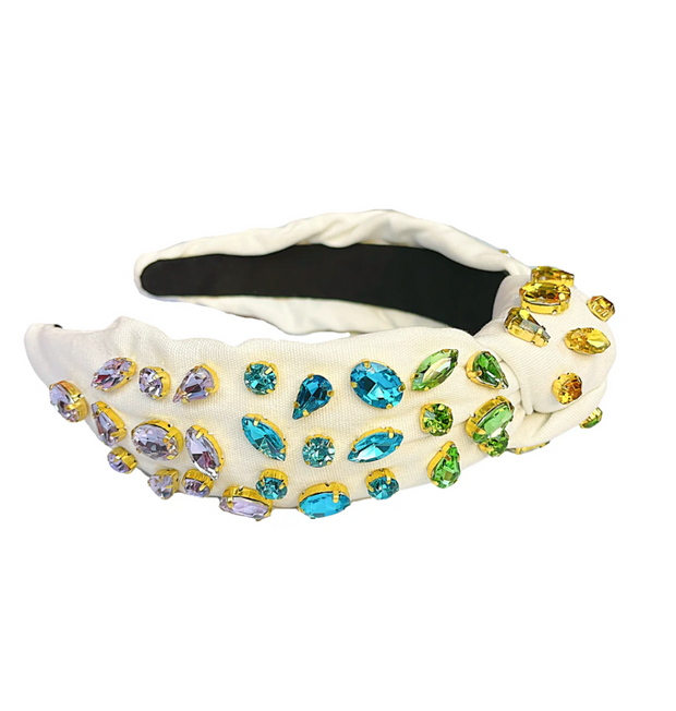 Adult Headband with Rainbow Gradient Hand Sewn Crystals
