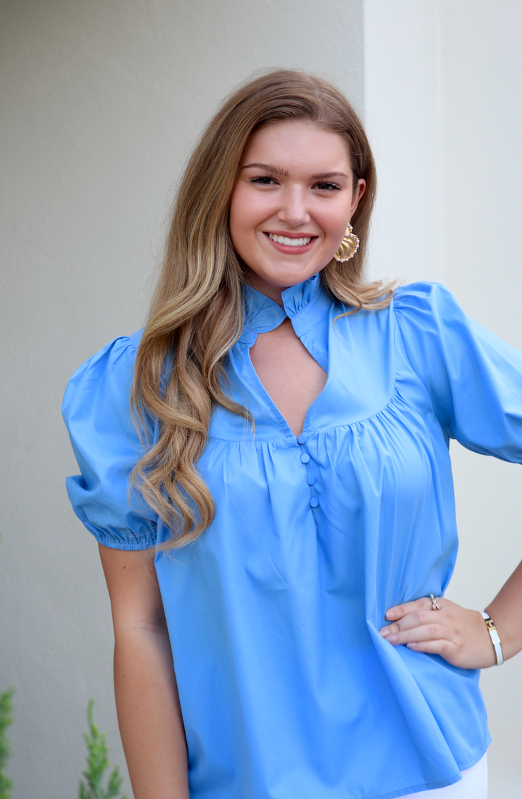 Marcie Button Top | Citadel Blue - XS