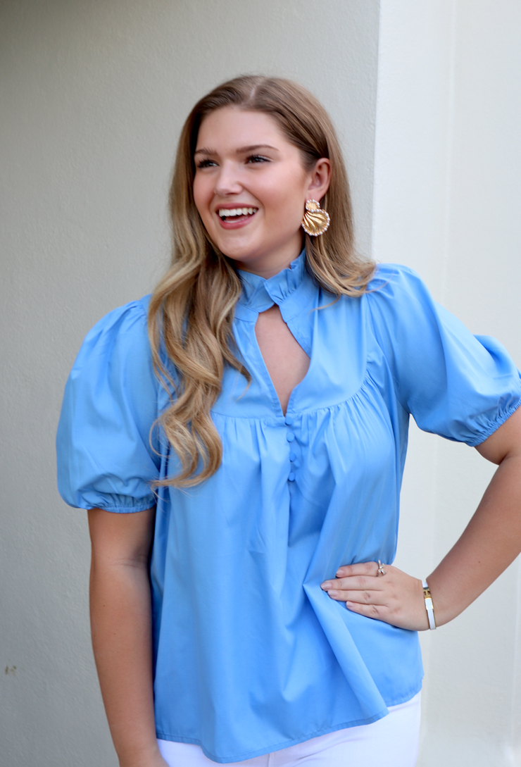 Marcie Button Top | Citadel Blue - XS