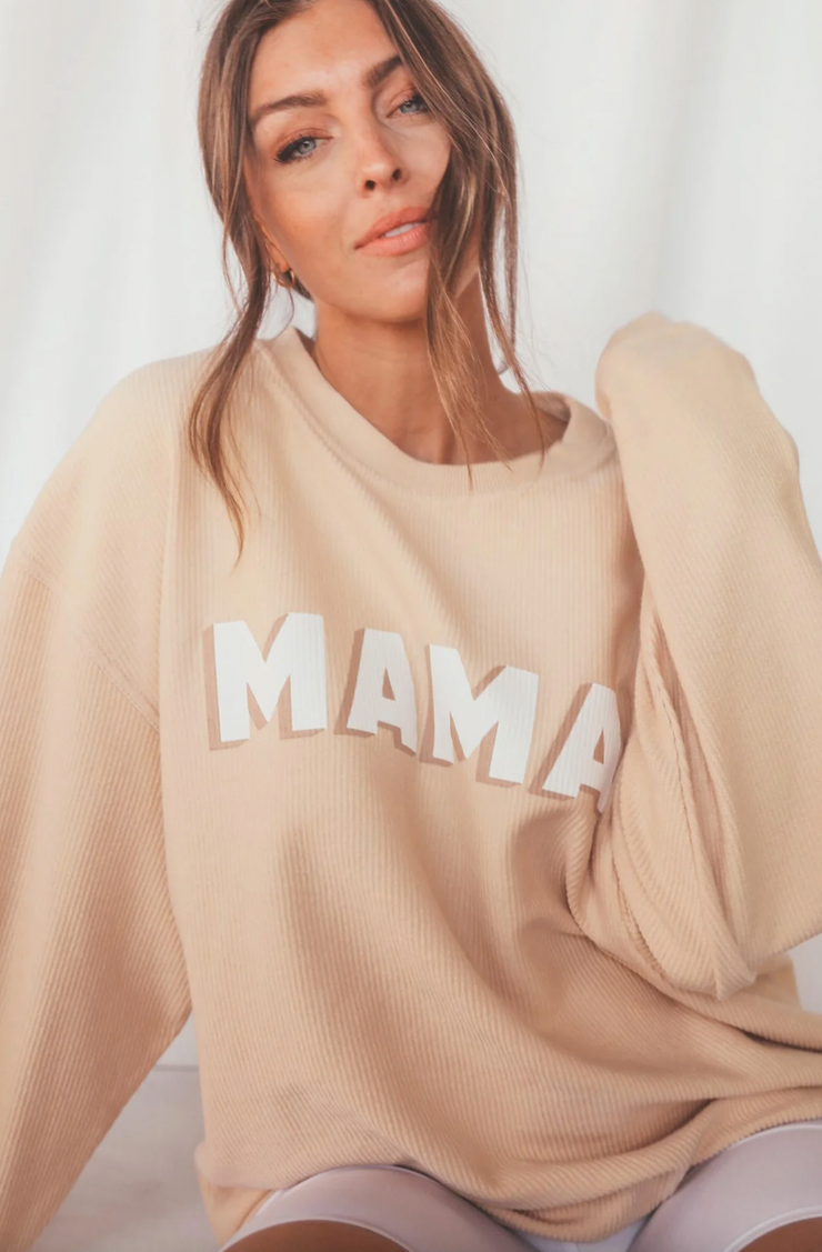 Mama Corded Sweatshirt | Neutral Ecru