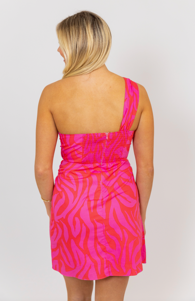 Funky Zebra One Shoulder Dress