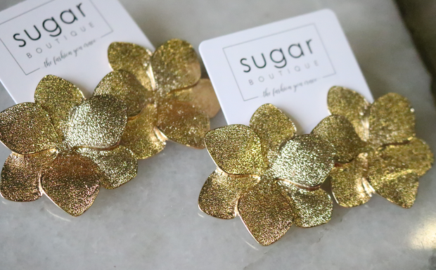 Texture Flower Earring | Bright Gold