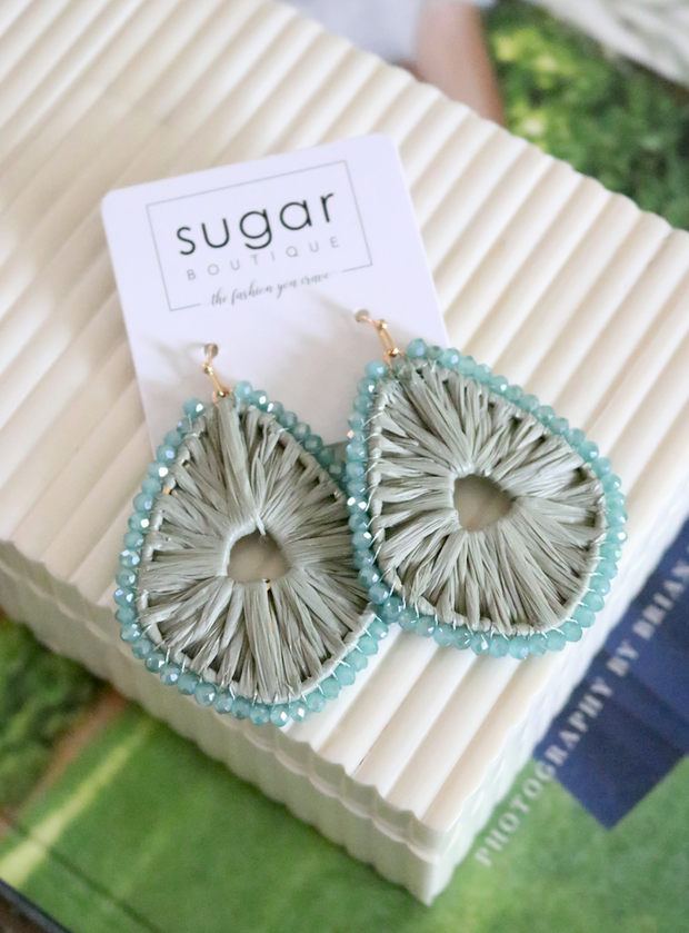 St Lucia Beaded Trim Earring | Seafoam