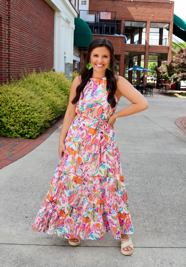 Boho Rosa Halter Maxi