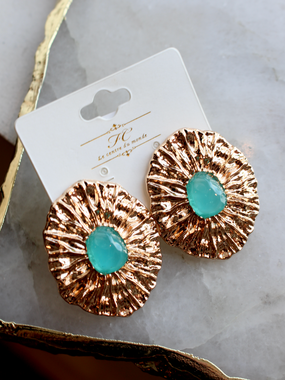 Ripple Stone Earring | Aqua